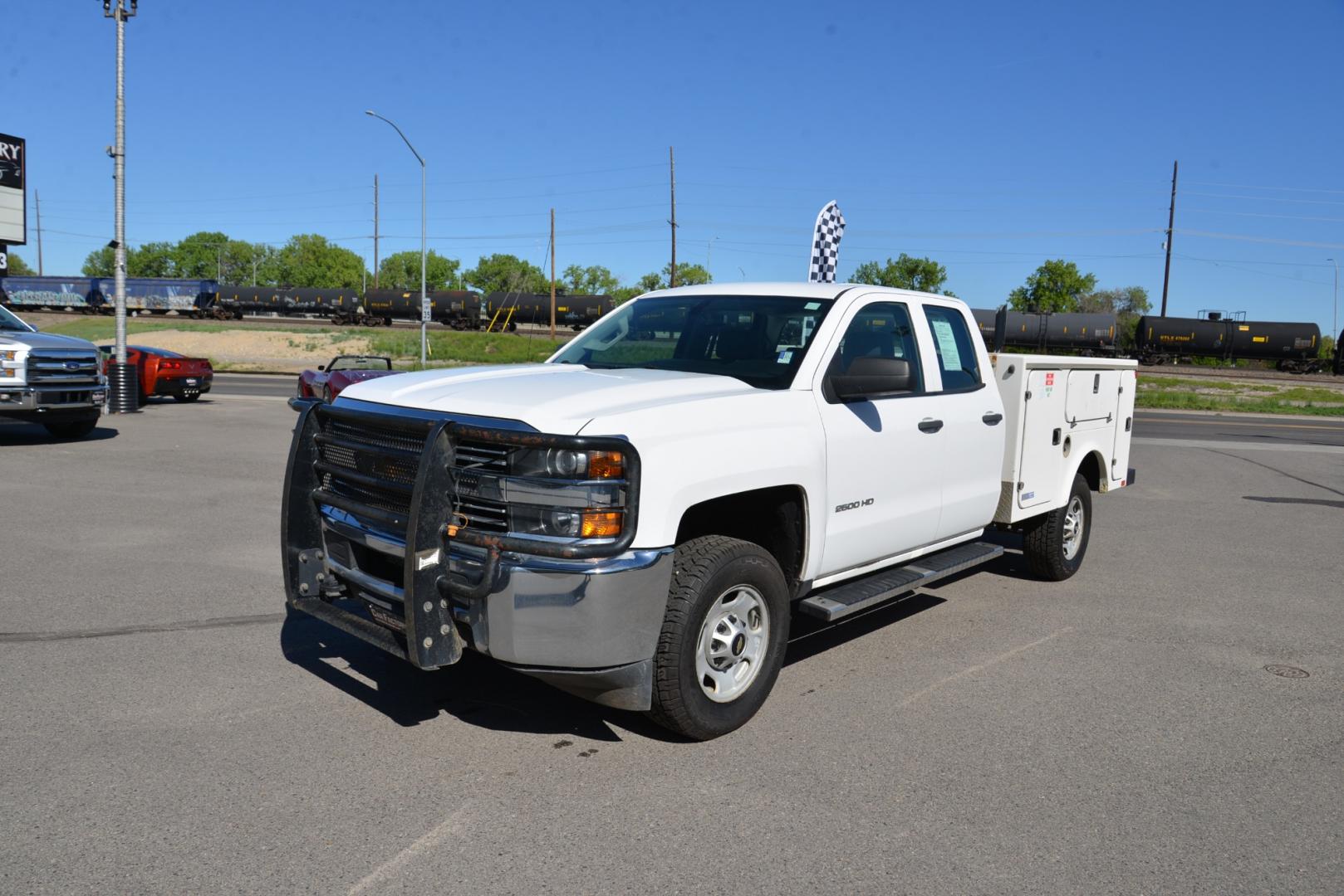 2015 White /Gray Chevrolet Silverado 2500HD Service Body Double Cab 4WD (1GB2KUEG6FZ) with an 6.0 Gasoline V8 engine, Automatic transmission, located at 4562 State Avenue, Billings, MT, 59101, (406) 896-9833, 45.769516, -108.526772 - 2015 Chevrolet Silverado 2500HD Double Cab 4WD Service Body - Montana one owner! Stock # - 23260 - Vin # - 1GB2KUEG6FZ114044 - 143,352 miles - Fibre Body Fiberglass service body 6.0L V8 OHV 16V FFV Gasoline Engine - 6-Speed Automatic Transmission - 4WD - 143,352 miles - One owner - Inspected a - Photo#2